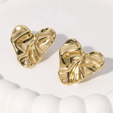 Pendientes de acero inoxidable de temperamento simple con baño de oro de 18 quilates que no se decoloran