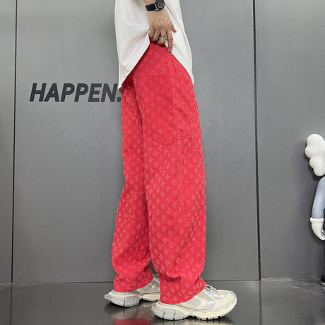 Loose Straight Washed Denim Large Pocket Pants Trendy - Lootquake