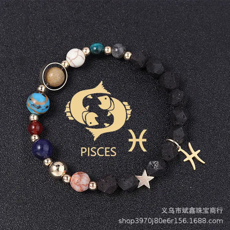 Natural Volcanic Rock Twelve Constellations Bracelets Fashion European And American Style - Lootquake