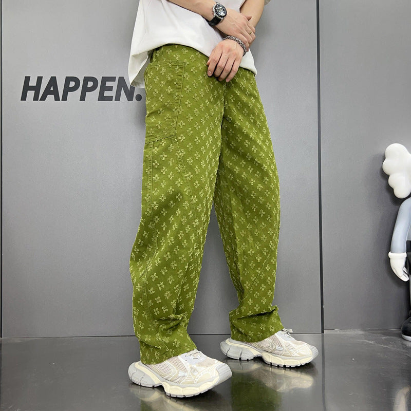 Loose Straight Washed Denim Large Pocket Pants Trendy - Lootquake