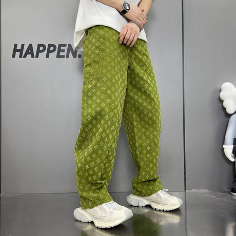 Loose Straight Washed Denim Large Pocket Pants Trendy - Lootquake
