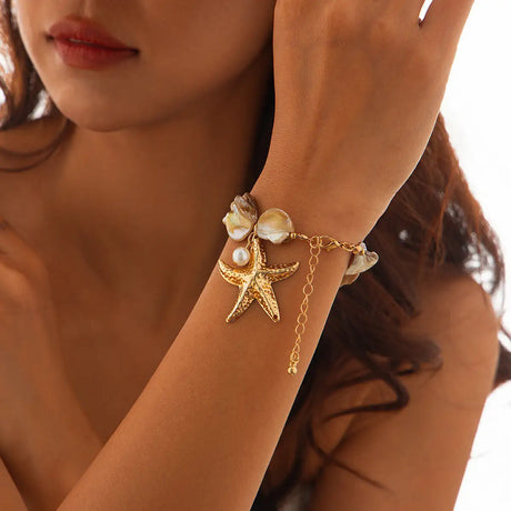 Classic Conch Pendant Necklace For Women Bohemian Starfish Beaded Choker Necklace Summer Beach Neck Fashion Jewelry - Lootquake