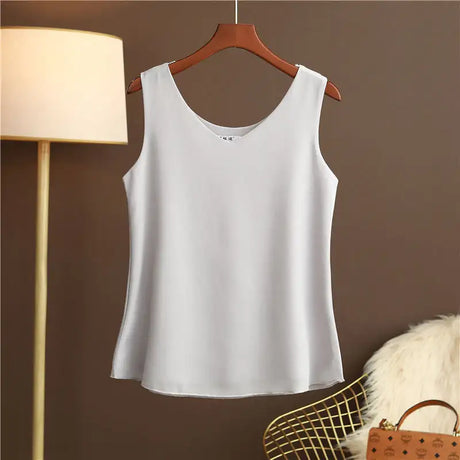 Original New Arrival 2024 Summer Fashion Brand Sleeveless Top Women's Chiffon Shirt Loose Plus Size Show Clothing Shirt Blouse - Lootquake