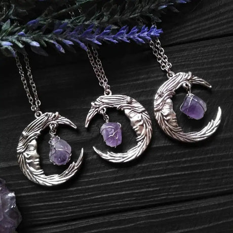 Personality Wild Moon Quartz Stone Crystal Pendant Necklace - Lootquake