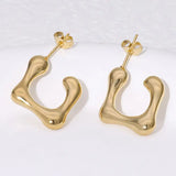 Pendientes de acero inoxidable de temperamento simple con baño de oro de 18 quilates que no se decoloran