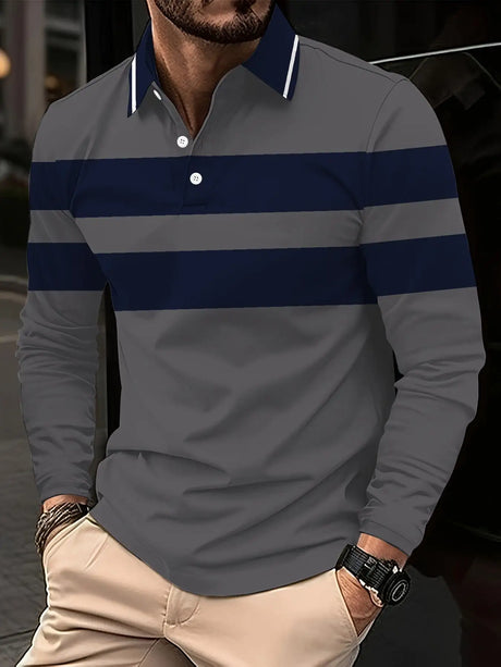 Men's Button Casual Slim Lapel 3D Printed Long Sleeve - Lootquake