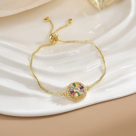 Simple Rotatable Flower Color-preserving Pure Copper Gold-plated Bracelet - Lootquake