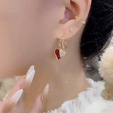 Women's Simple Temperament Red Love Heart Earrings - Lootquake