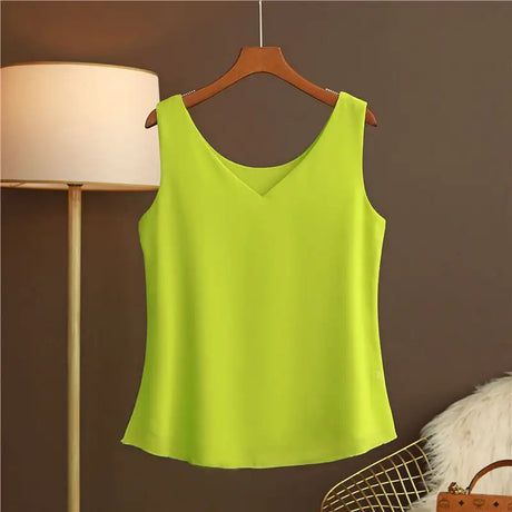 Original New Arrival 2024 Summer Fashion Brand Sleeveless Top Women's Chiffon Shirt Loose Plus Size Show Clothing Shirt Blouse - Lootquake
