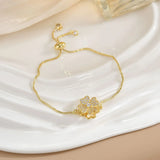 Simple Rotatable Flower Color-preserving Pure Copper Gold-plated Bracelet - Lootquake