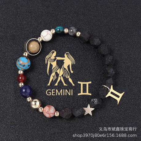 Natural Volcanic Rock Twelve Constellations Bracelets Fashion European And American Style - Lootquake