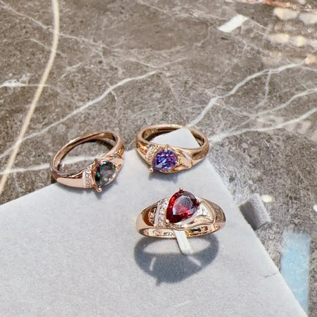 Rose Gold Zircon Ring Vintage Jewelry - Lootquake