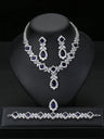 European And American Luxury Zircon Necklace Earring Bracelet Ring Suit - Lootquake