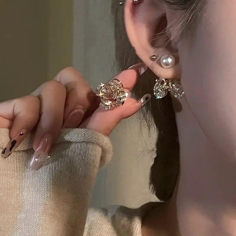 Fashion Personalized Zircon Heart Pearl Earrings Women - Lootquake