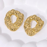 Pendientes de acero inoxidable de temperamento simple con baño de oro de 18 quilates que no se decoloran