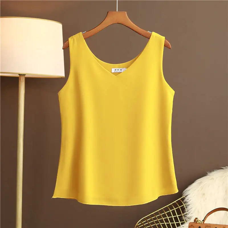 Original New Arrival 2024 Summer Fashion Brand Sleeveless Top Women's Chiffon Shirt Loose Plus Size Show Clothing Shirt Blouse - Lootquake