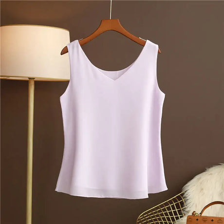 Original New Arrival 2024 Summer Fashion Brand Sleeveless Top Women's Chiffon Shirt Loose Plus Size Show Clothing Shirt Blouse - Lootquake