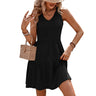 Women's  European And American Summer Casual V-neck Three-layer Pleated Sleeveless Vest Dress