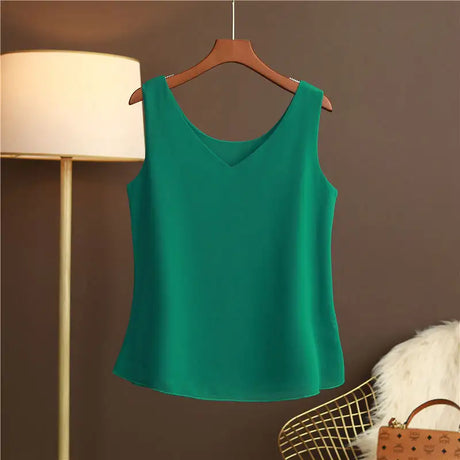 Original New Arrival 2024 Summer Fashion Brand Sleeveless Top Women's Chiffon Shirt Loose Plus Size Show Clothing Shirt Blouse - Lootquake