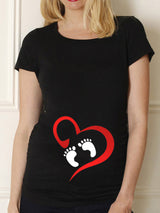 Maternity Shirt Maternity Cute Baby Printed O-Neck