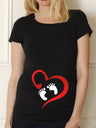 Maternity Shirt Maternity Cute Baby Printed O-Neck