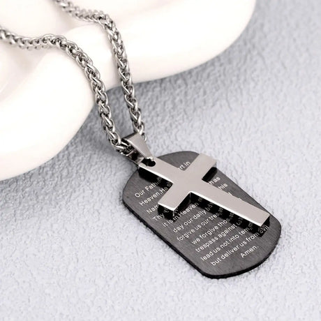 Men's Stainless Steel Scripture Cross Necklace - Lootquake