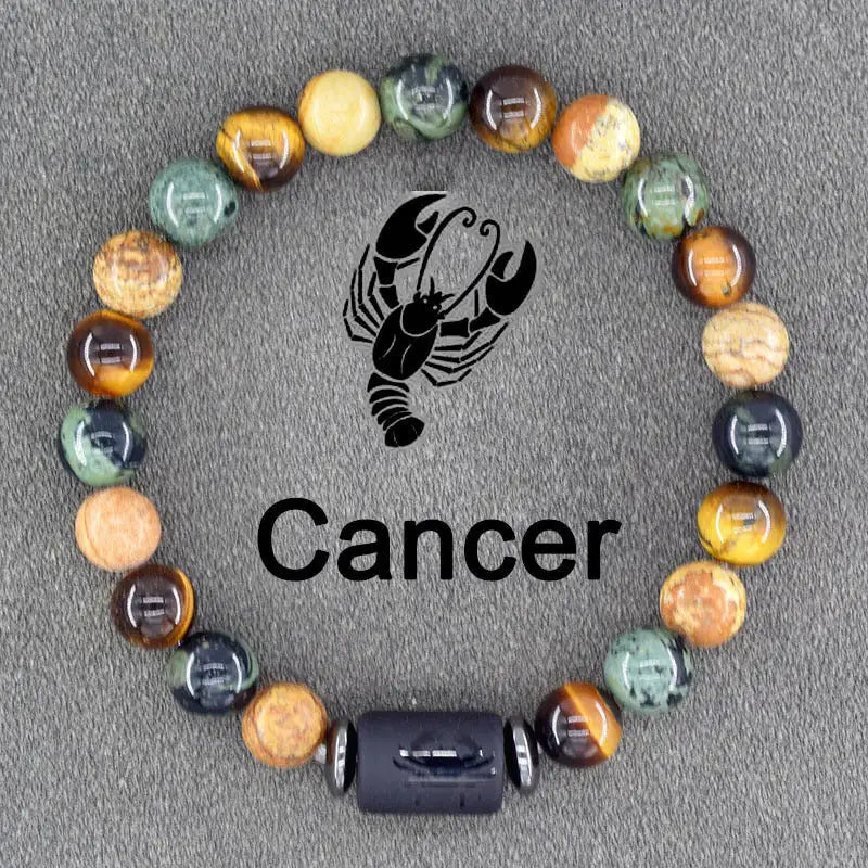 Twelve Constellations Bracelets Natural Stone Pendant Planet Birthday Gift - Lootquake