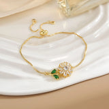 Simple Rotatable Flower Color-preserving Pure Copper Gold-plated Bracelet - Lootquake