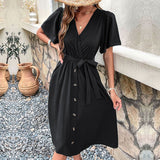 Commuters' Best Selling Bell Sleeve Waist Tie Dress