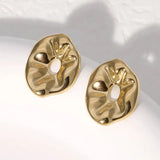 Pendientes de acero inoxidable de temperamento simple con baño de oro de 18 quilates que no se decoloran
