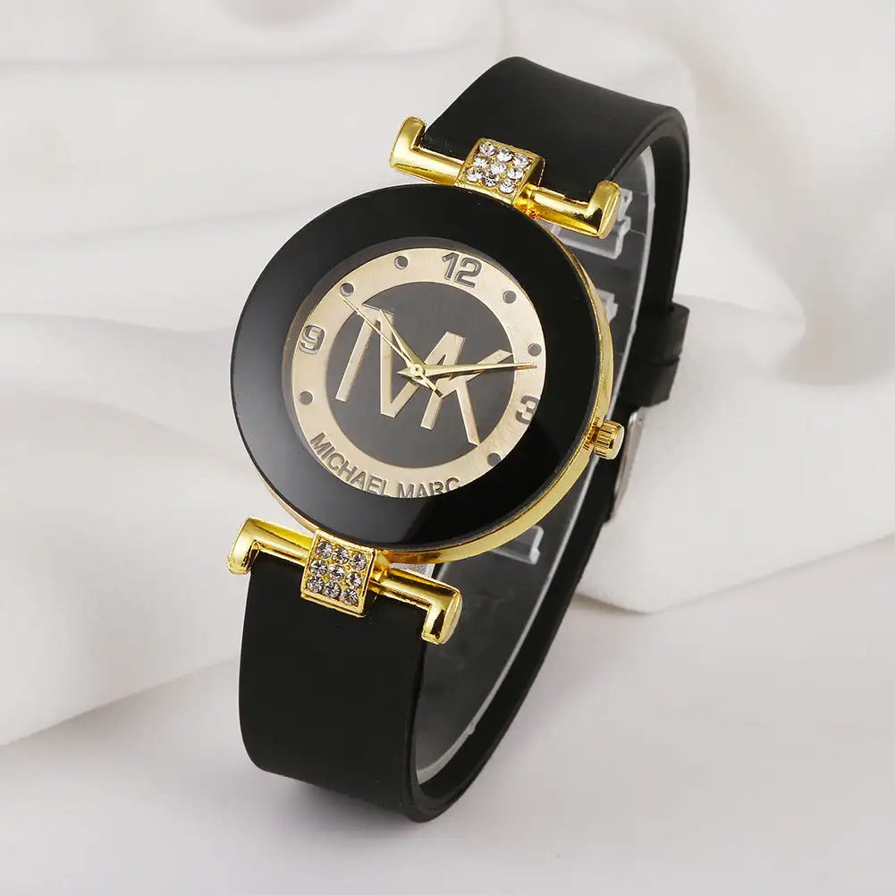 Fashion Women's Diamond Silicone Strap Quartz Watch - Lootquake