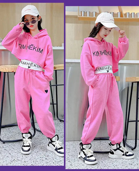 Autumn Baby Girl 3 Pieces Clothes Set Children Long Sleeve Letter Pullover + Sleeveless Top + Sport Pant Suit Girls Tracksuit - Lootquake