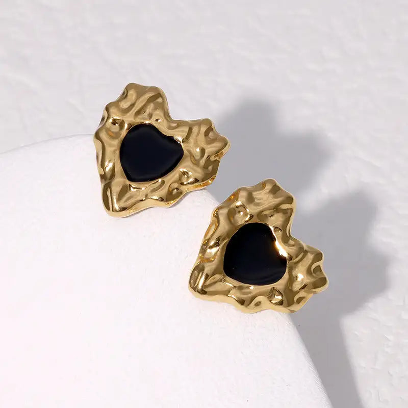 Pendientes de acero inoxidable de temperamento simple con baño de oro de 18 quilates que no se decoloran