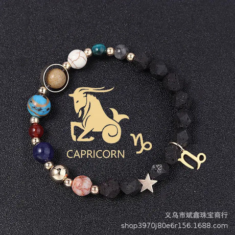 Natural Volcanic Rock Twelve Constellations Bracelets Fashion European And American Style - Lootquake