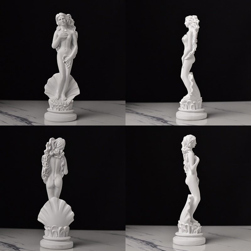 Estatuas de diosas griegas clásicas: pequeñas figuras artísticas, esculturas de Venus para estanterías de oficina y decoración de sala de estar.