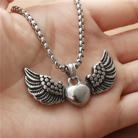 Titanium Steel Heart-shaped Wings Pendant Personality Punk - Lootquake