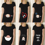 Maternity Shirt Maternity Cute Baby Printed O-Neck