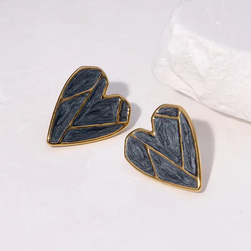 Pendientes de acero inoxidable de temperamento simple con baño de oro de 18 quilates que no se decoloran