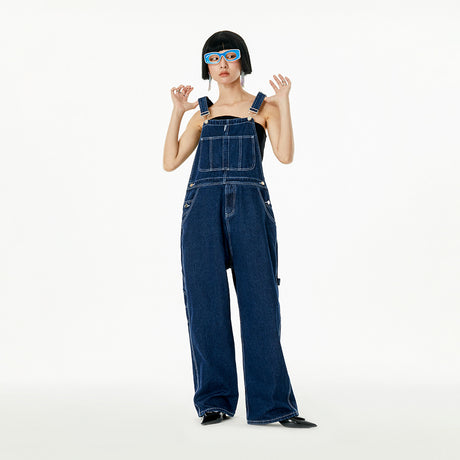 Men's Japanese-style Retro Casual Straight-leg Working Bib Top Pants - Lootquake