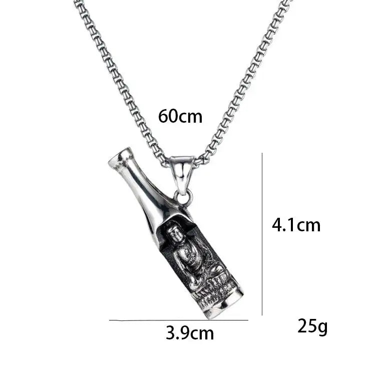 Men's Fashion Beer Bottle Bottle Opener Pendant Long Stainless Steel Necklace - Lootquake
