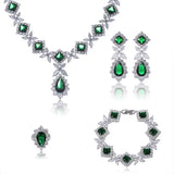 European And American Luxury Zircon Necklace Earring Bracelet Ring Suit - Lootquake
