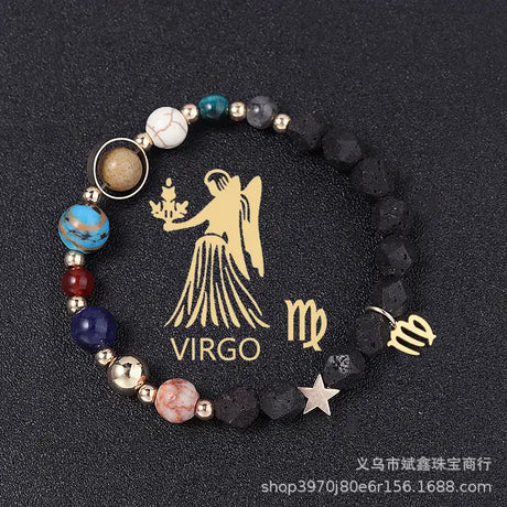 Natural Volcanic Rock Twelve Constellations Bracelets Fashion European And American Style - Lootquake