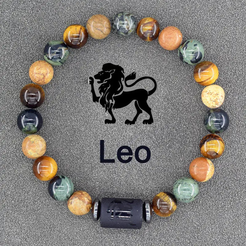 Twelve Constellations Bracelets Natural Stone Pendant Planet Birthday Gift - Lootquake