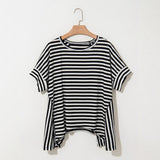 Round Neck Striped Printed T-Shirt