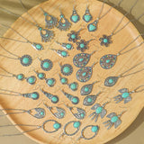 Fashion Turquoise Long Pendant Ear Rings Suit - Lootquake