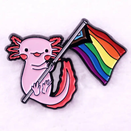 Cute Hexagonal Dinosaur Color Flag Brooch Badge - Lootquake