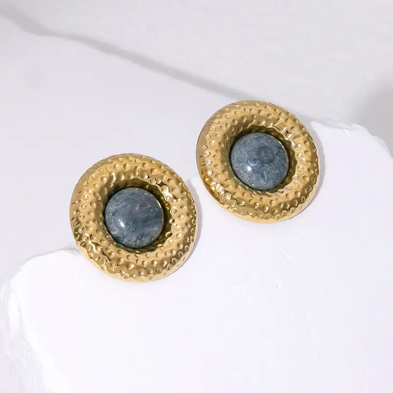 Pendientes de acero inoxidable de temperamento simple con baño de oro de 18 quilates que no se decoloran