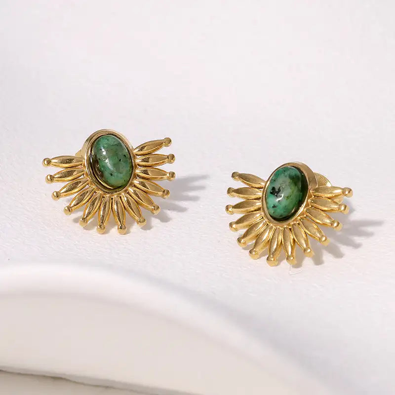 Pendientes de acero inoxidable de temperamento simple con baño de oro de 18 quilates que no se decoloran