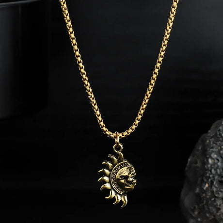 Sun And Moon Asymmetric Accessories Men's Titanium Steel Couple's High Sense Necklace - Lootquake