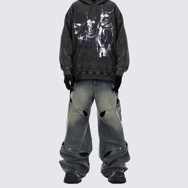 Spring And Summer Casual Wide Leg Hollow Baggy Pants - Lootquake